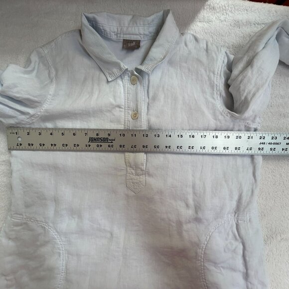 J. Jill Womens Long Sleeve Linen Popover Shirt Blouse Medium Light Blue Casual - Picture 8 of 10